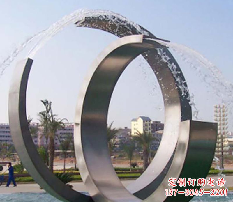 重庆不锈钢情侣戒指雕塑象征爱情的永恒之物