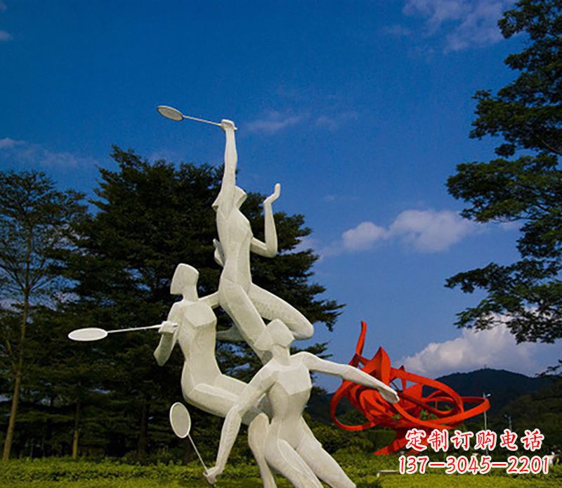 重庆不锈钢羽毛球雕塑精美线条展现体育热情