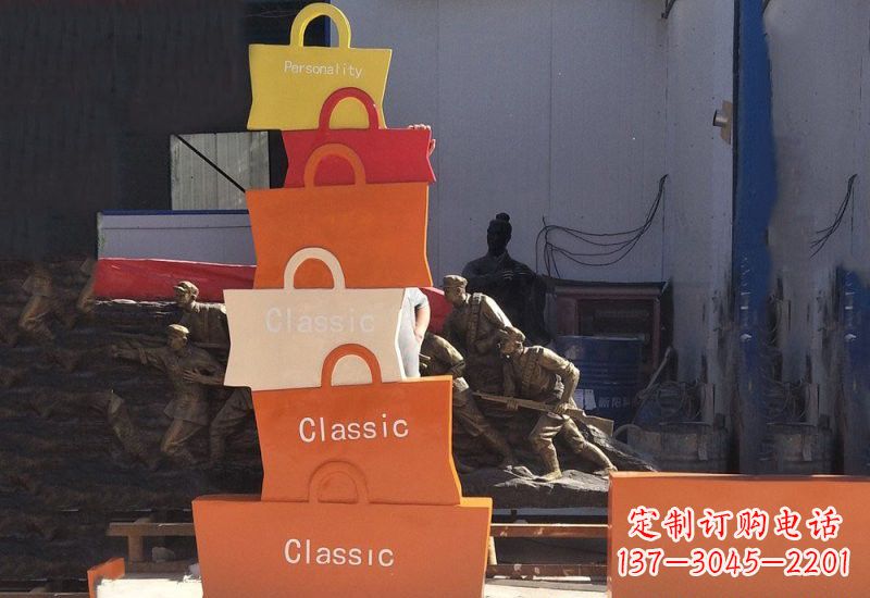 重庆不锈钢购物袋雕塑