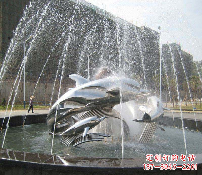 重庆不锈钢商场大型景观鱼喷泉展现雕塑之美