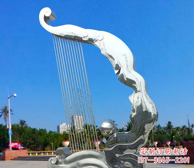 重庆不锈钢竖琴雕塑——传承古典音乐之美