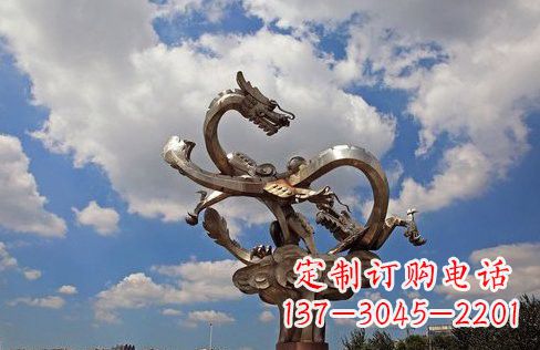 重庆不锈钢双龙戏珠雕塑——千古传说的艺术瑰宝