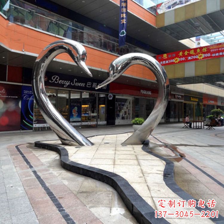 重庆不锈钢天鹅爱情雕塑把浪漫永恒的爱情永久凝固
