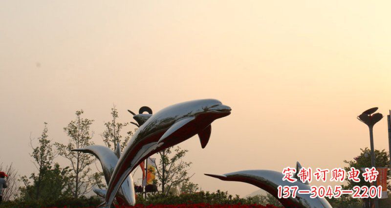 重庆不锈钢海豚雕塑跳跃的美丽
