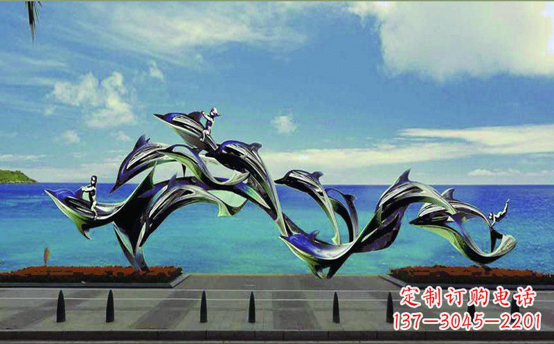 重庆不锈钢海豚广场雕塑——精致而又活泼