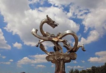 重庆不锈钢双龙戏珠雕塑——千古传说的艺术瑰宝