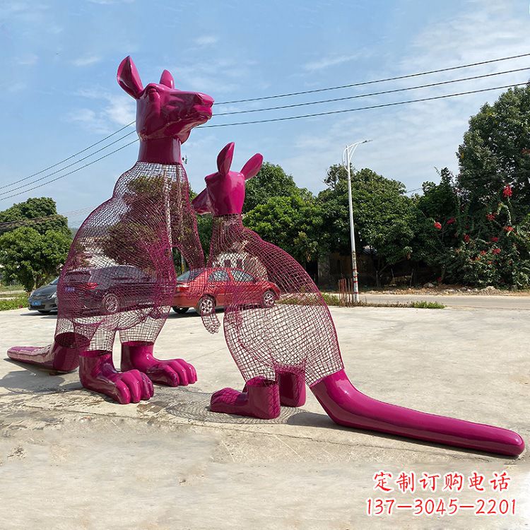 重庆不锈钢袋鼠雕塑给公园带来美好景观