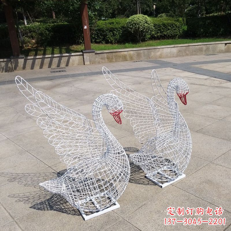 重庆不锈钢网格展翅天鹅雕塑