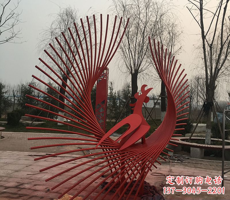 重庆不锈钢网状凤凰雕塑精美的艺术之作