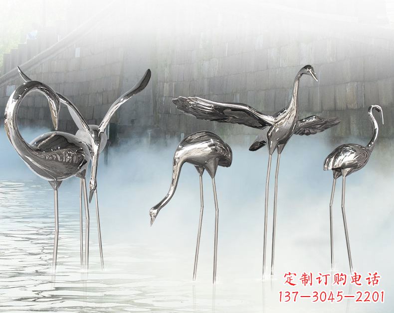 重庆不锈钢仙鹤飞鸟雕塑传承传统文化