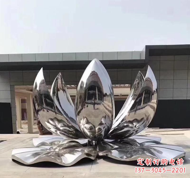 重庆不锈钢现代镜面荷花雕塑精美绝伦