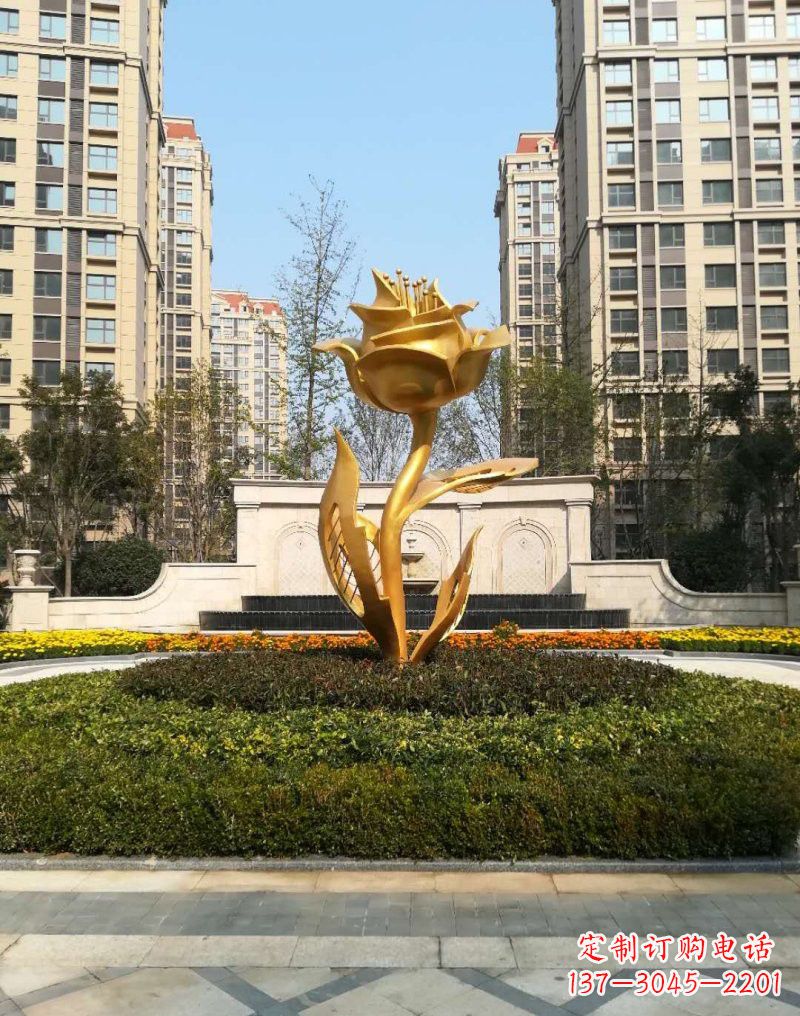 重庆不锈钢小区玫瑰花雕塑浓郁情感的视觉体验