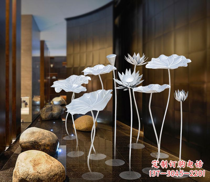 重庆不锈钢银色荷花雕塑精美外形魅力无限