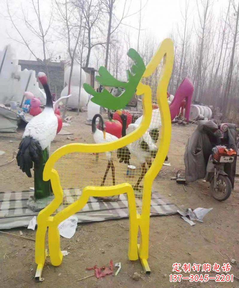 重庆不锈钢园林造型景观小鹿雕塑