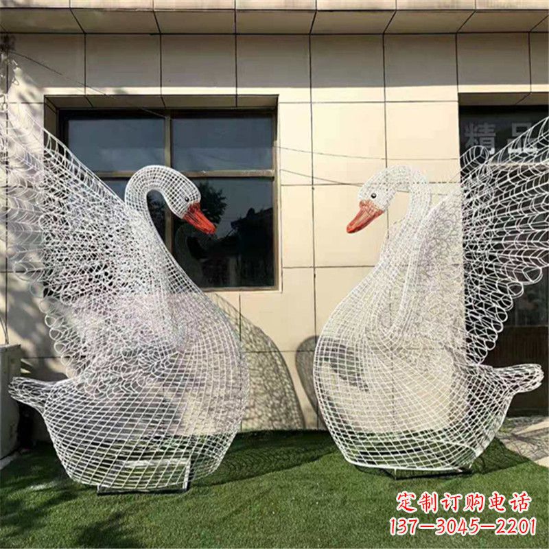 重庆不锈钢展翅网格天鹅雕塑——精美而绚丽