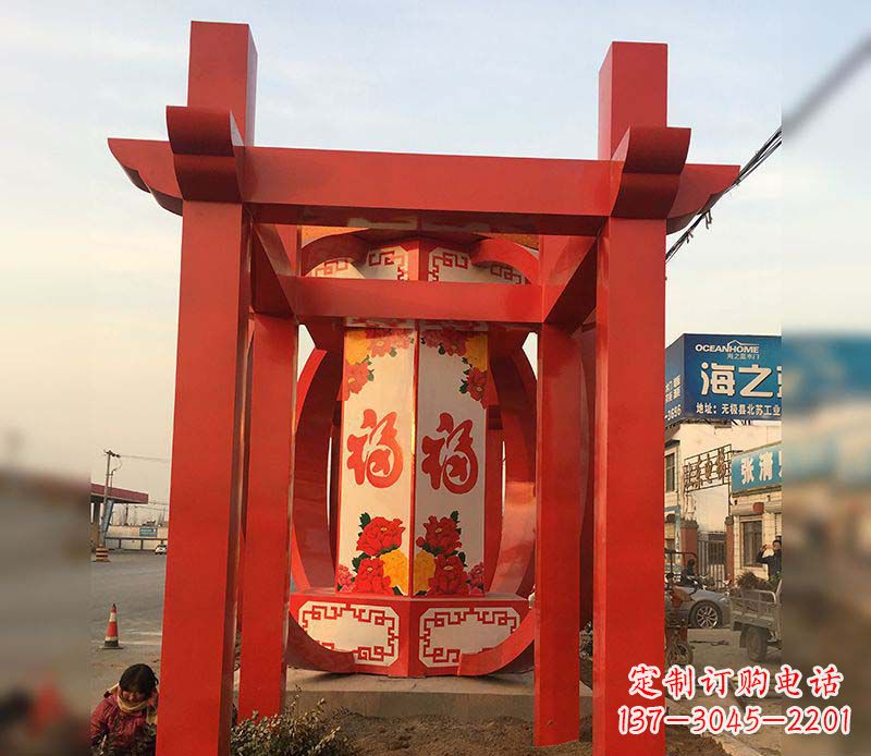 重庆不锈钢灯笼雕塑——点亮中国梦