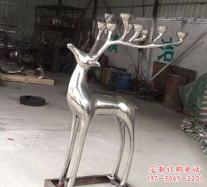 重庆精美梅花鹿雕塑——点亮不锈钢烛台