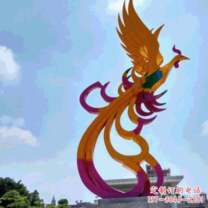 重庆不锈钢凤凰雕塑——城市标识景观精美装饰