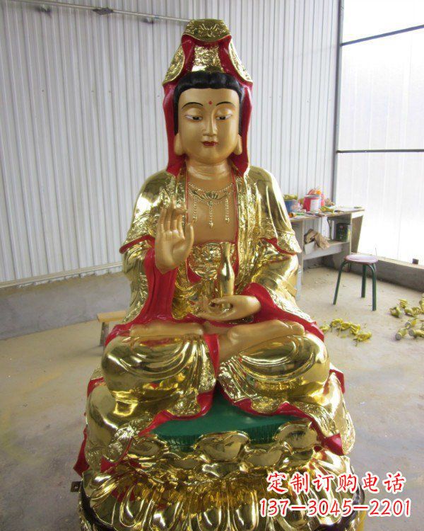 重庆彩绘观音菩萨铜雕