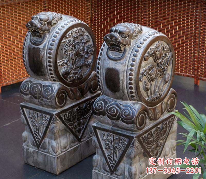 重庆仿古石门墩雕塑,提升茶楼景观