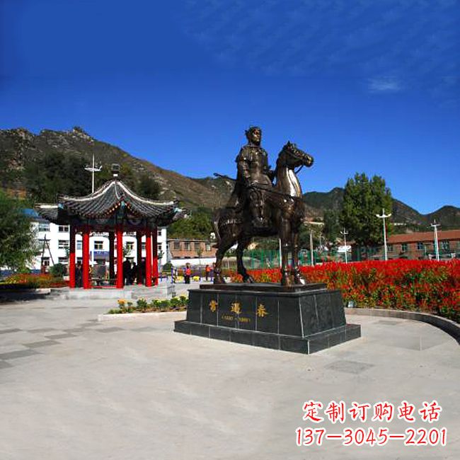 重庆常遇春骑马铜雕塑像-景区广场历史名人古代著名将领将军雕像