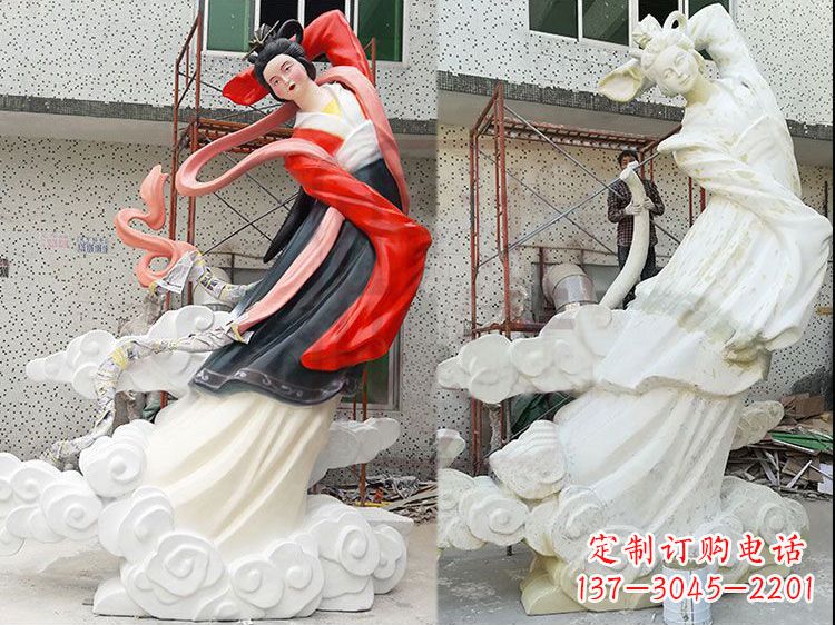 重庆神话中的嫦娥玻璃钢彩绘雕塑