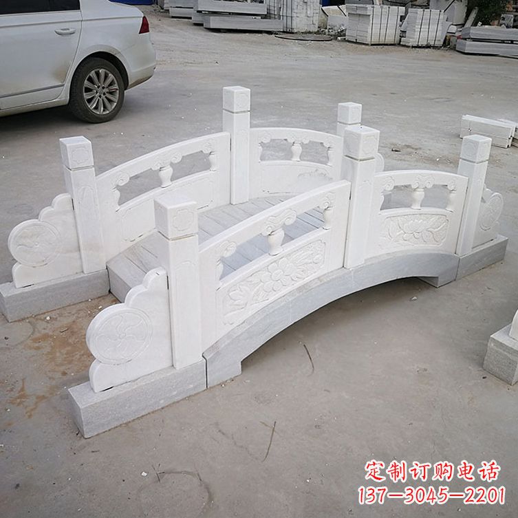 重庆厂家批发定制石雕石拱桥 栏杆栏板 汉白玉雕花护栏广场装饰摆件3900
