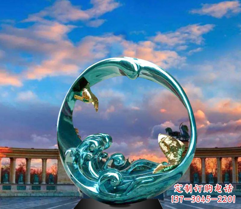 重庆城市之环不锈钢彩银雕塑