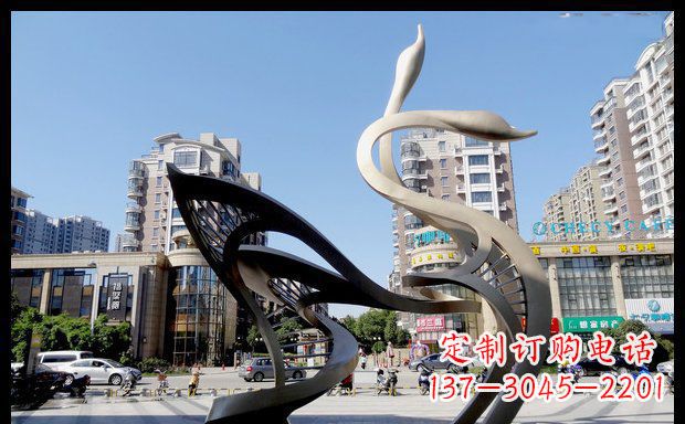 重庆城市凝聚的美丽不锈钢天鹅雕塑