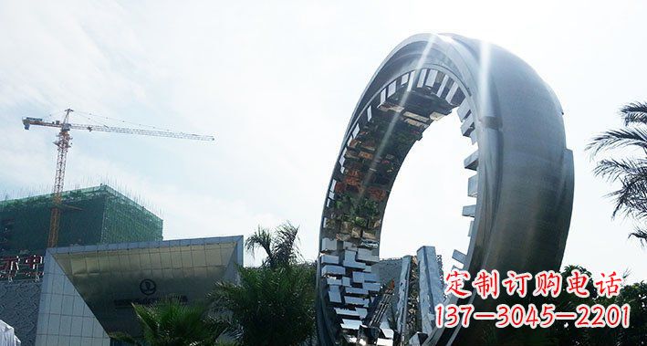 重庆城市不锈钢抽象圆环雕塑
