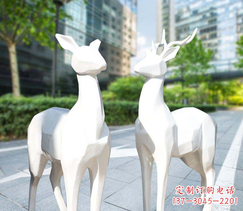 重庆景观雕塑鹿形不锈钢块面
