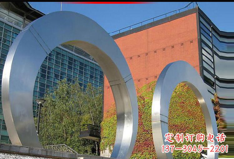 重庆城市不锈钢圆环摆件雕塑