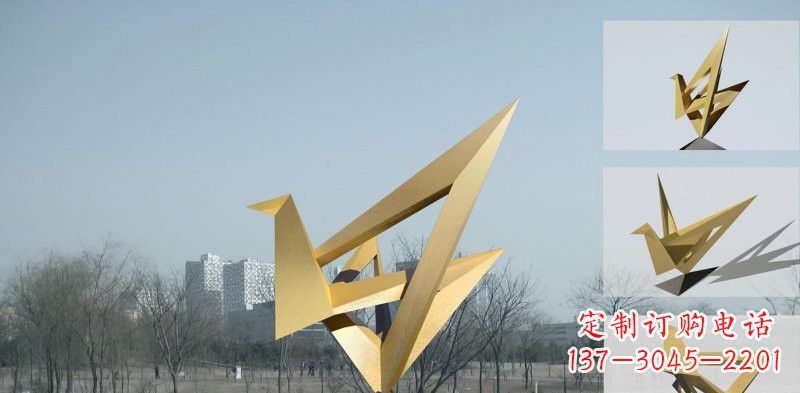 重庆城市不锈钢折纸丹顶鹤雕塑