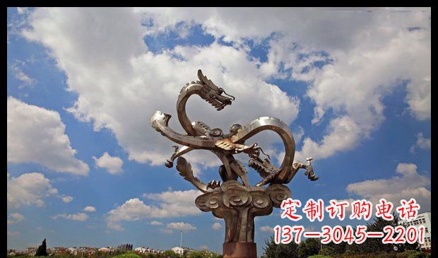 重庆城市抽象双龙雕塑