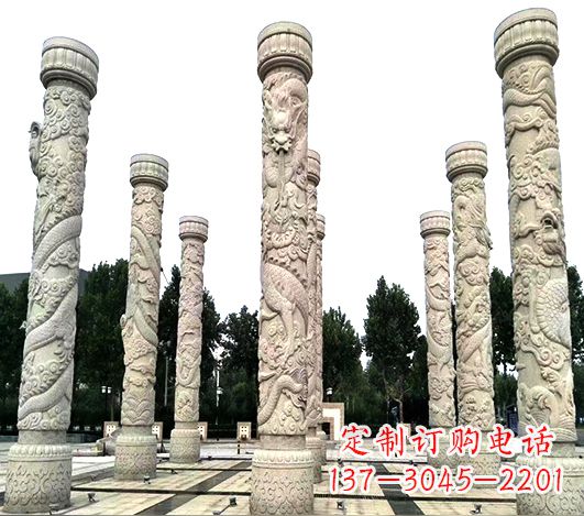 重庆城市广场大理石石材龙柱景观柱