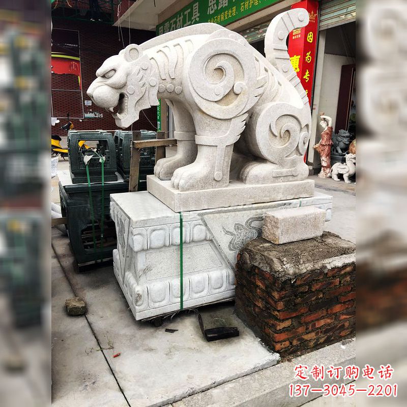 重庆抽象豹子石雕-大理石广场大门动物雕塑