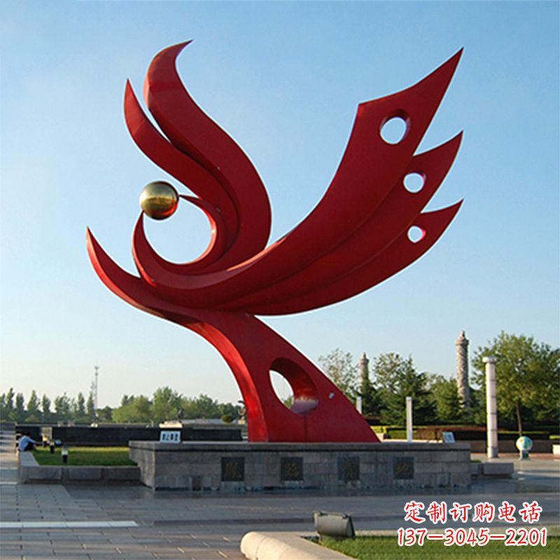 重庆精美凤凰雕塑点缀公园园林景观