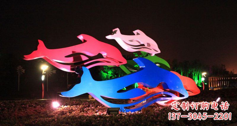 重庆抽象海豚公园不锈钢雕塑