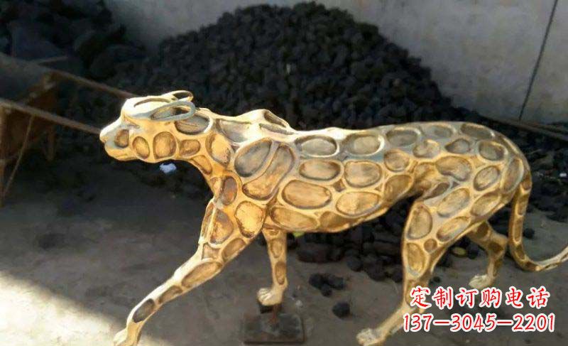 重庆抽象金钱豹公园动物铜雕