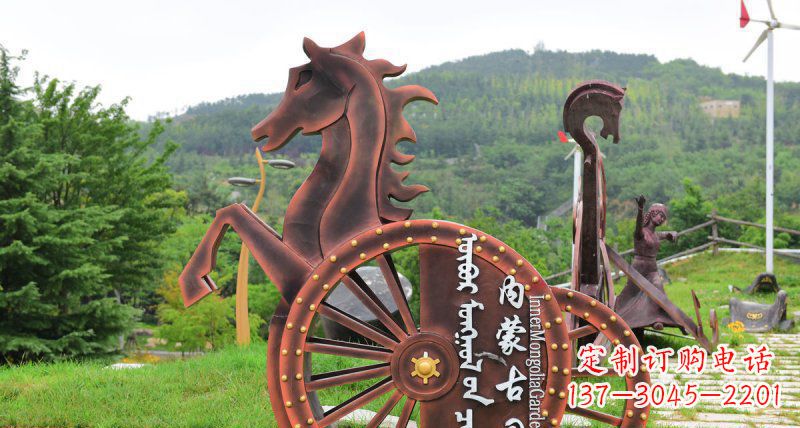 重庆传承历史魅力,不锈钢马车雕塑悠然屹立