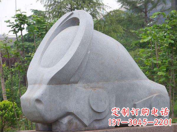 重庆抽象石雕牛-抽象生肖牛动物景观雕塑