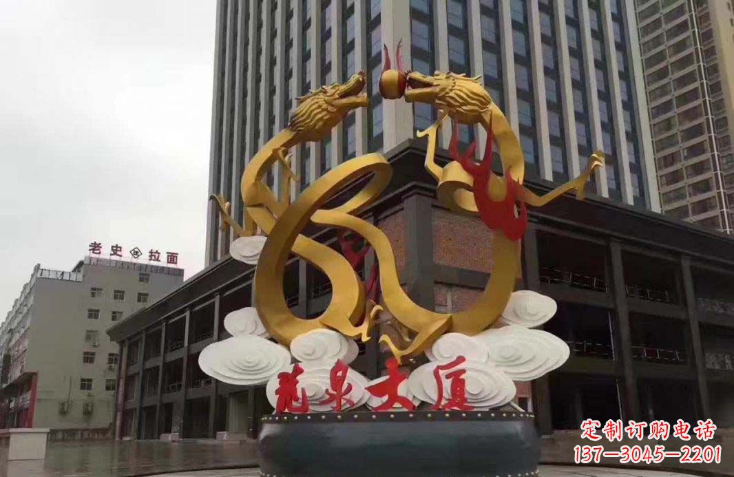 重庆精美的双龙戏珠不锈钢雕塑