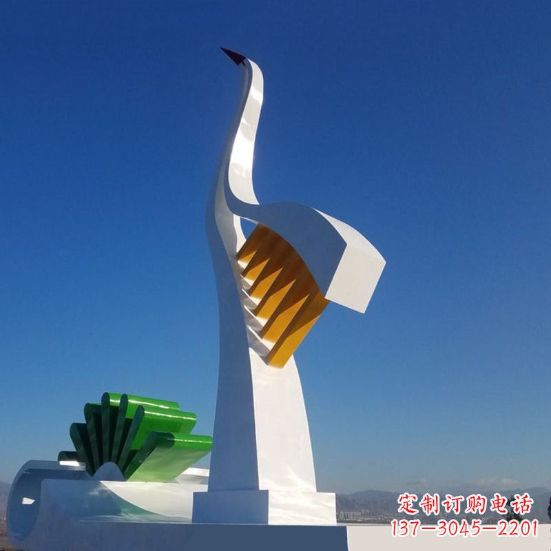 重庆抽象仙鹤不锈钢景观雕塑