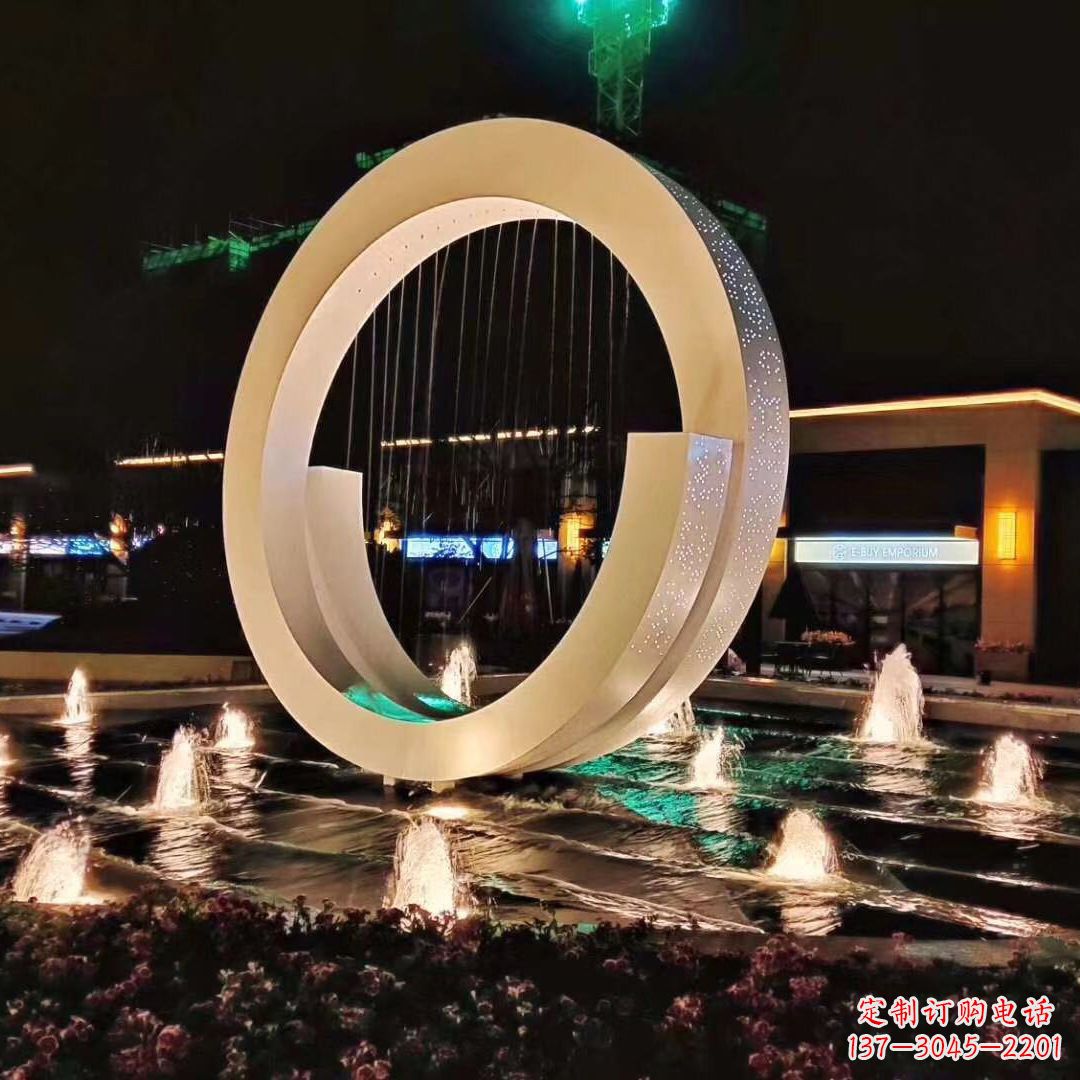 重庆环状喷泉雕塑灯光点亮美丽