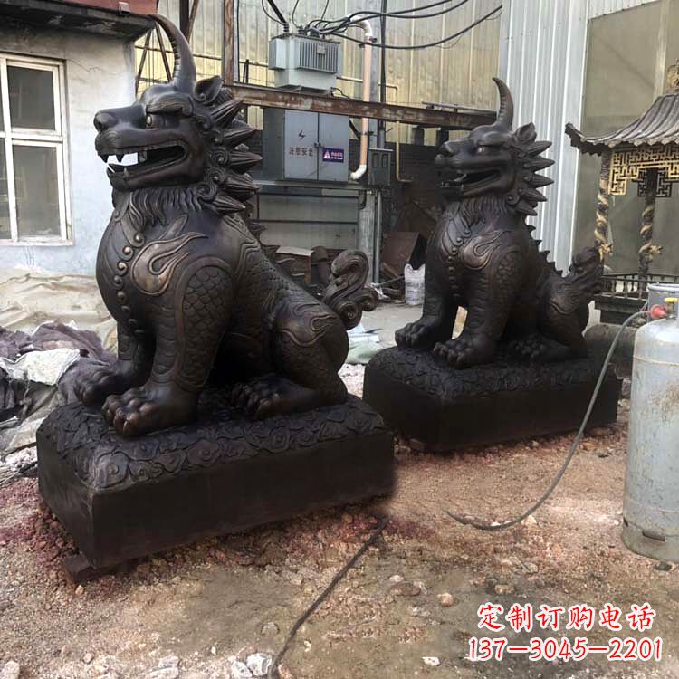 重庆精美纯铜獬豸雕塑中国古代神兽雕刻之美
