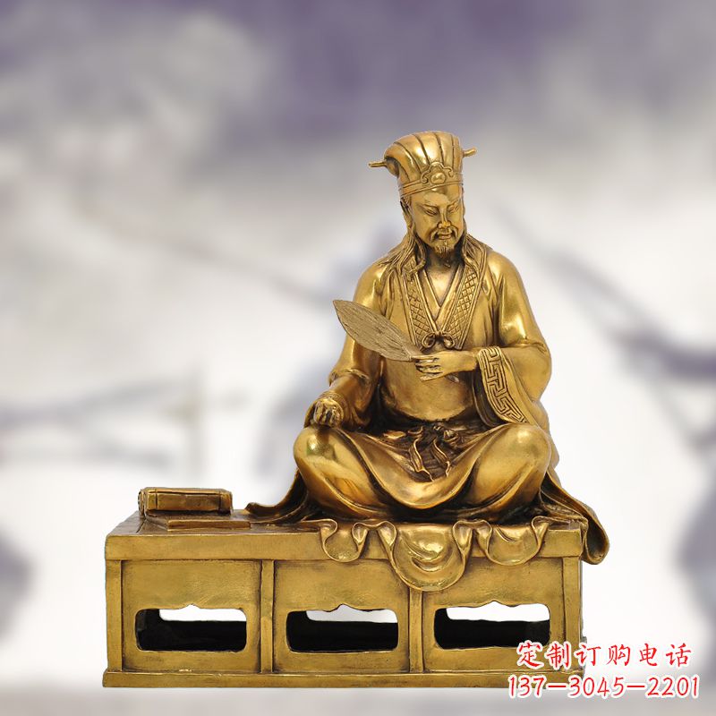 重庆纯铜诸葛亮雕塑象征中国智慧