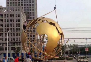 重庆城市之美不锈钢镂空地球仪雕塑