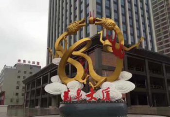 重庆精美的双龙戏珠不锈钢雕塑