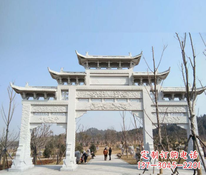 重庆村口三门石雕牌楼 (6)