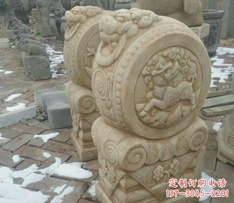 重庆大理石抱鼓公园门墩雕塑——精美雕刻展现灵动之美